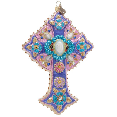 Jay Strongwater 2023 Cross Glass Ornament Christmas Ornaments Jay Strongwater 