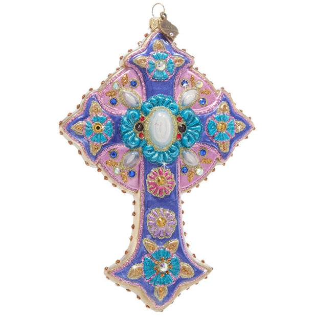 Jay Strongwater 2023 Cross Glass Ornament Christmas Ornaments Jay Strongwater 