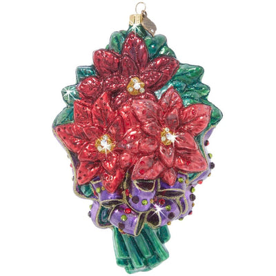 Jay Strongwater Poinsettia Bouquet Glass Ornament Christmas Ornaments Jay Strongwater 