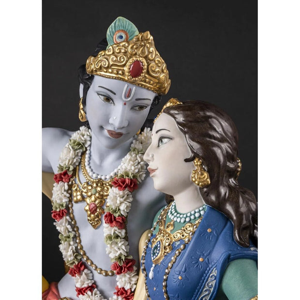 Lladro Porcelain Radha Krishna on a Swing Figurine LE 399 Figurines Lladro 