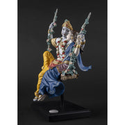 Lladro Porcelain Radha Krishna on a Swing Figurine LE 399 Figurines Lladro 