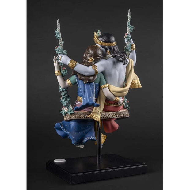 Lladro Porcelain Radha Krishna on a Swing Figurine LE 399 Figurines Lladro 