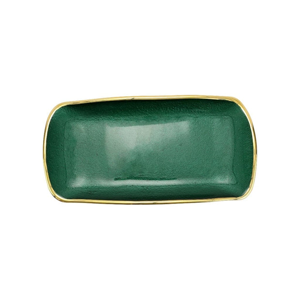 Vietri Metallic Glass Rectangular Tray Trays Vietri Emerald 