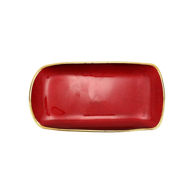 Vietri Metallic Glass Rectangular Tray Trays Vietri Ruby 