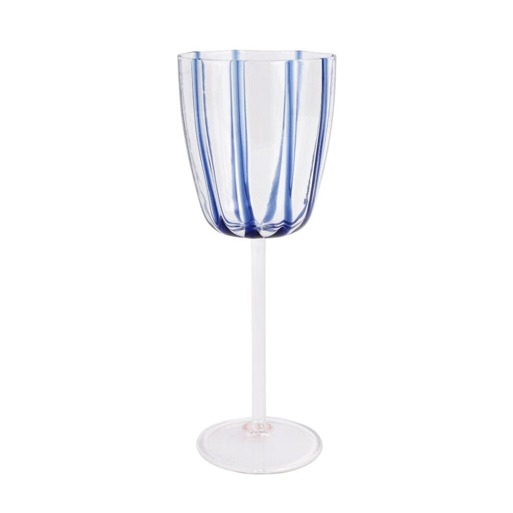 Vietri Nuovo Stripe Wine Glass Drinkware Vietri Blue 