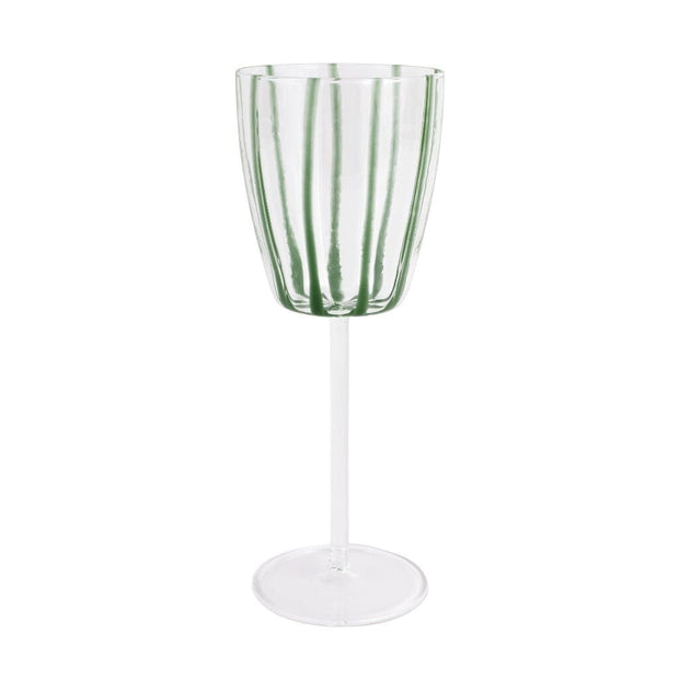 Vietri Nuovo Stripe Wine Glass Drinkware Vietri Green 
