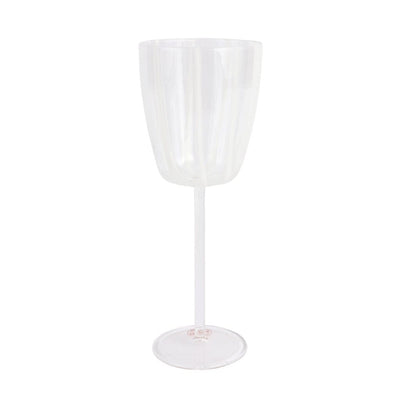 Vietri Nuovo Stripe Wine Glass Drinkware Vietri White 
