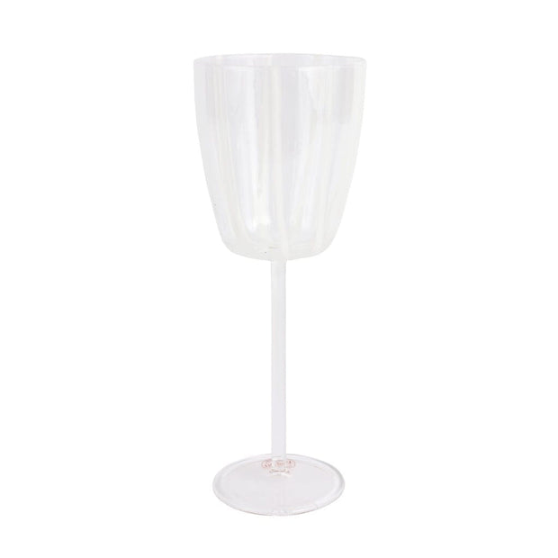 Vietri Nuovo Stripe Wine Glass Drinkware Vietri White 