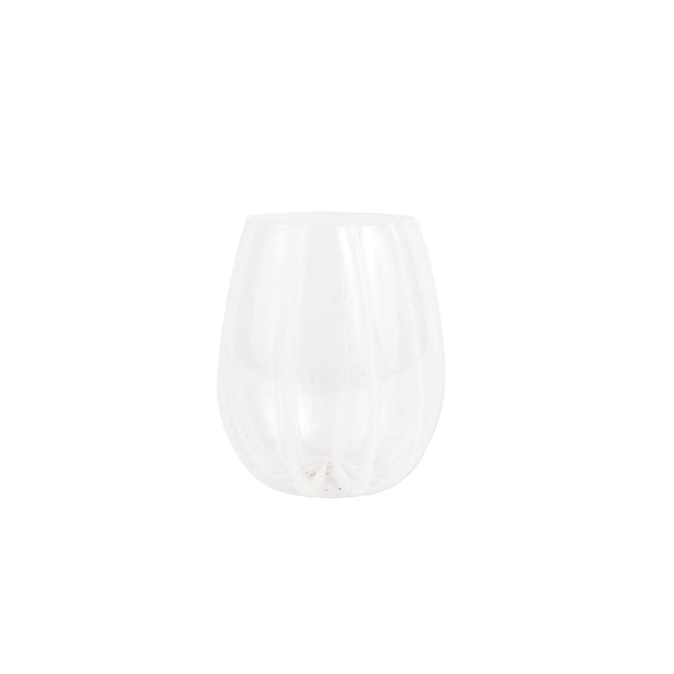 Vietri Nuovo Stripe Stemless Wine Glass Drinkware Vietri White 