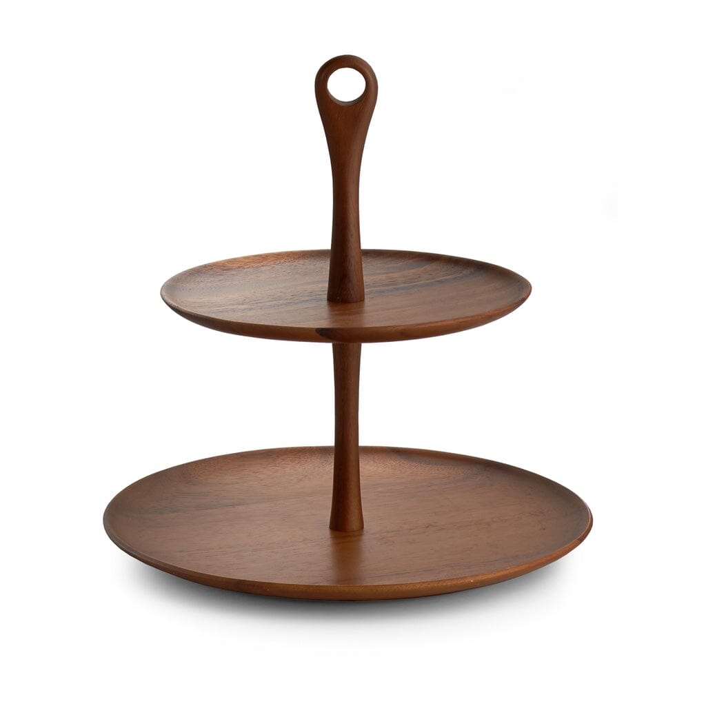 Nambe Skye Wood Tiered Dessert Stand Servers Nambe 