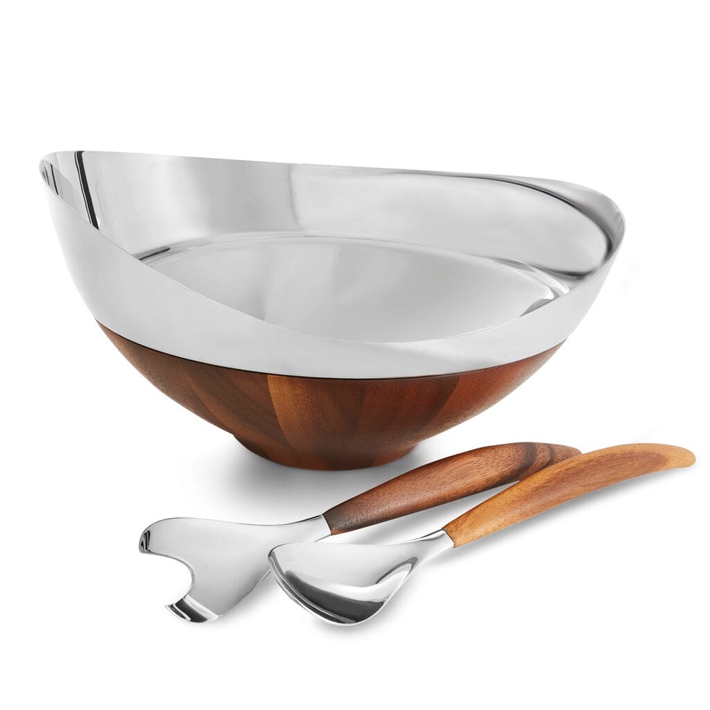 Nambe Pulse Salad Bowl With Servers Salad Bowls Nambe 