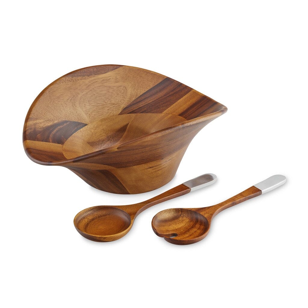 Nambe Ripple Salad Bowl With Servers Salad Bowls Nambe 