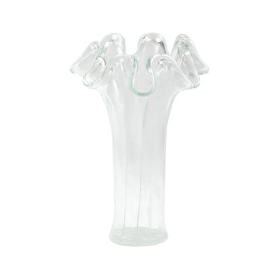 Vietri Onda Glass Clear w/ White Lines Short Vase Dinnerware Vietri 