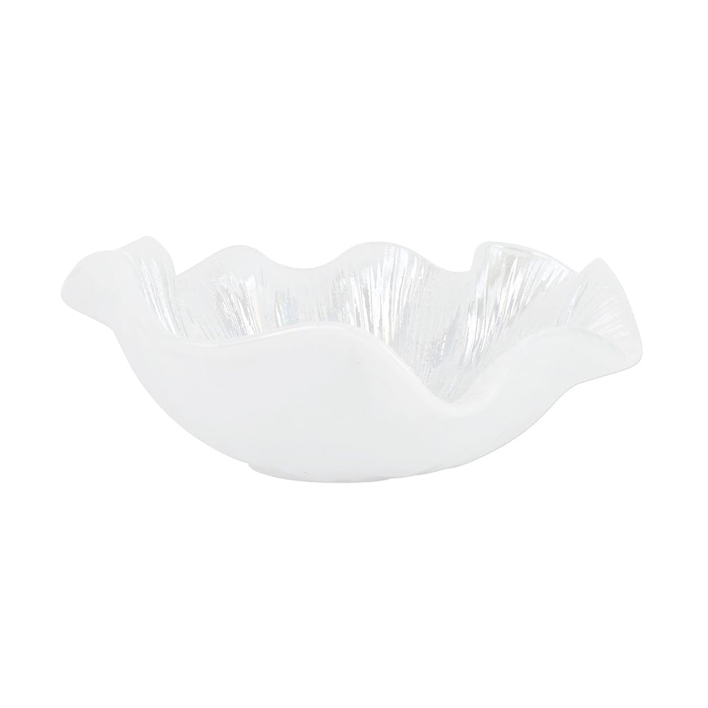 Vietri Onda Glass White Ruffled Round Bowl Bowls Vietri 