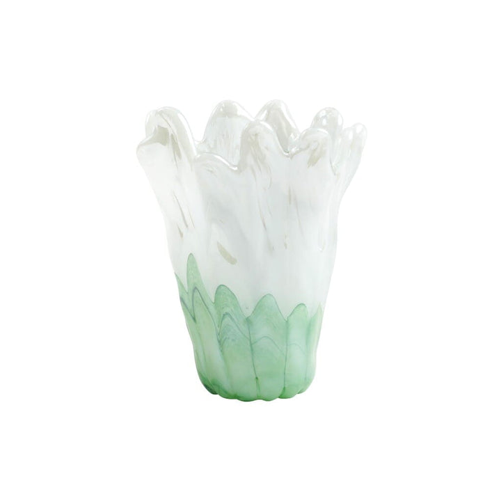 Vietri Onda Glass Green and White Medium Vase Dinnerware Vietri 