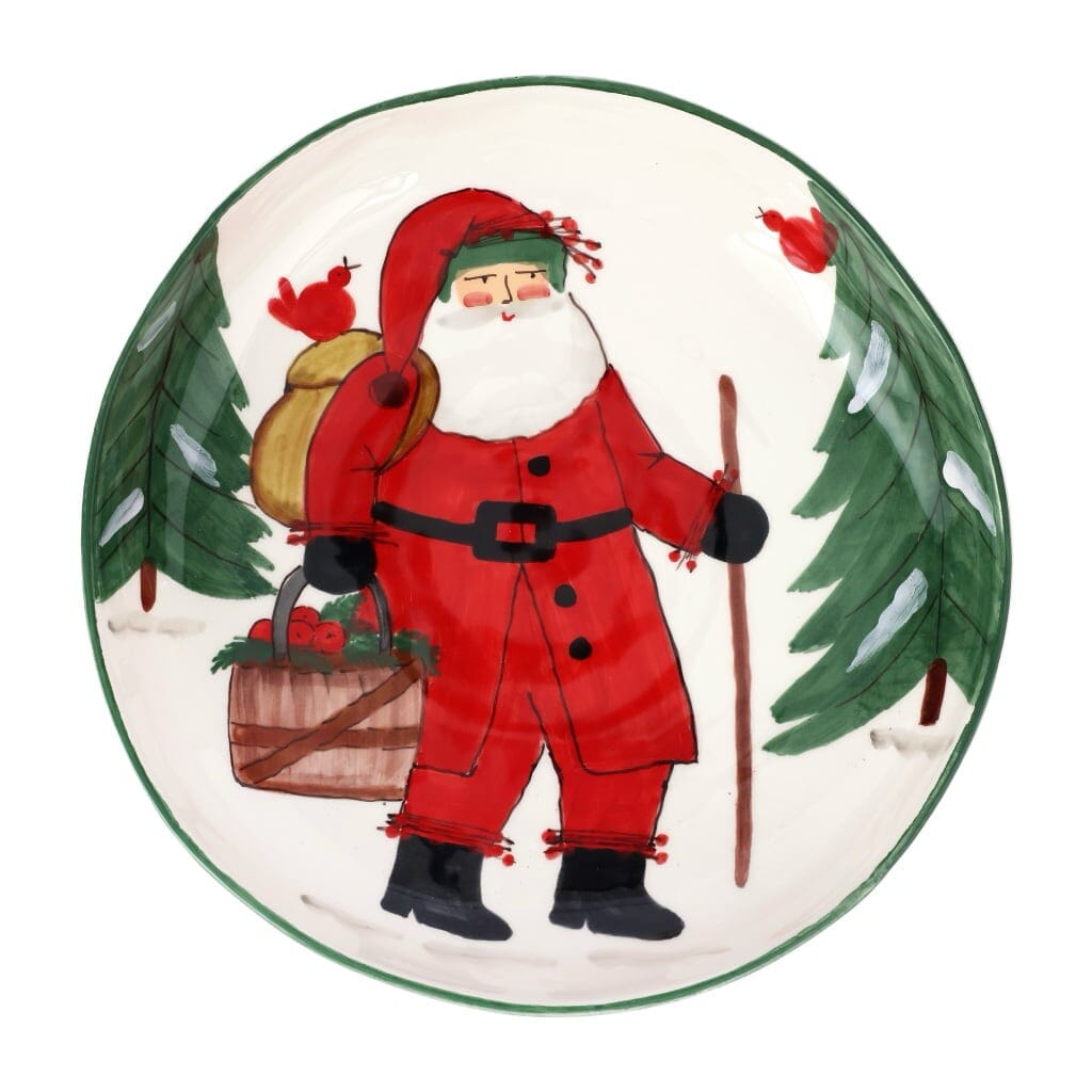 Vietri Old St. Nick Shallow Bowl With Apple Basket Bowls Vietri 