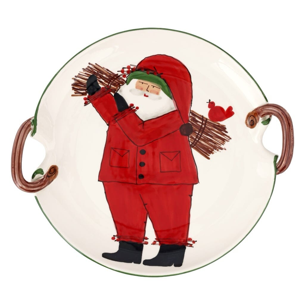 Vietri Old St. Nick Handled Round Platter With Sticks Platters Vietri 