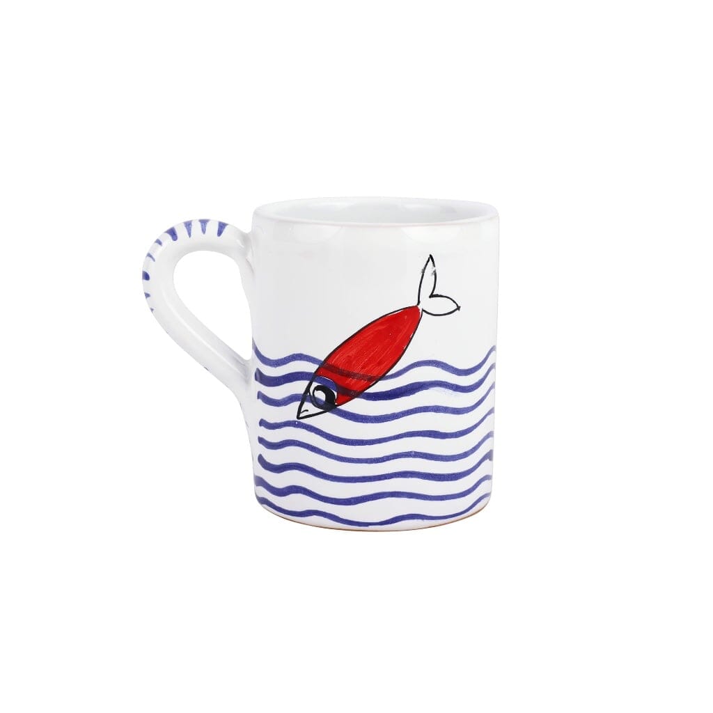 Vietri Pesce Pazzo Red Swimming Fish Mug Dinnerware Vietri 