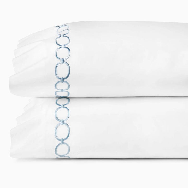 Sferra Catena Standard Pillow Case 22" x 33" (Pair) Bedding Sferra WHITE/SEA 