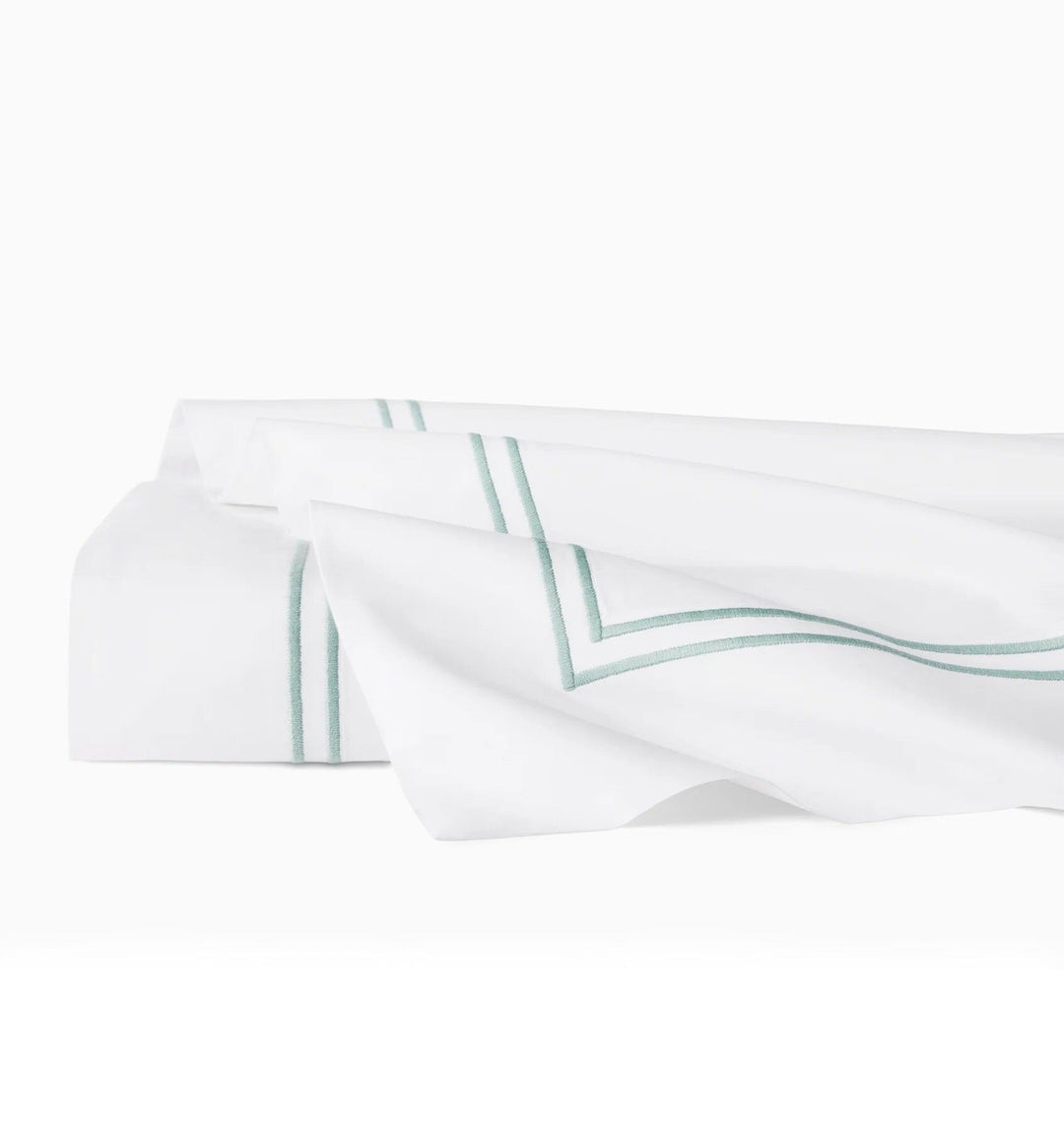 Sferra Grande Hotel Twin Flat Sheet 74" x 114" Bedding Sferra WHITE/AQUA 
