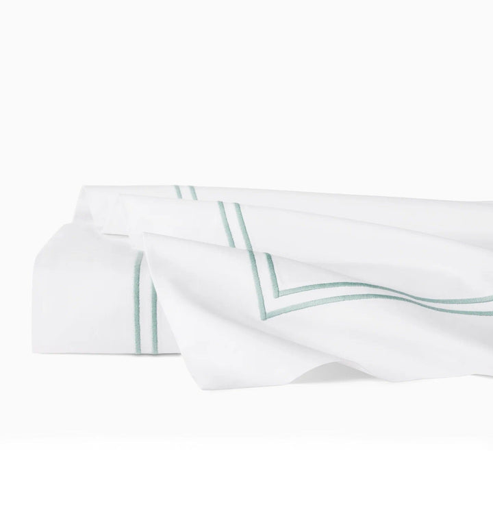 Sferra Grande Hotel Twin Flat Sheet 74" x 114" Bedding Sferra WHITE/AQUA 