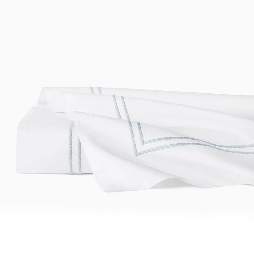 Sferra Grande Hotel Twin Flat Sheet 74" x 114" Bedding Sferra WHITE/BLUE 