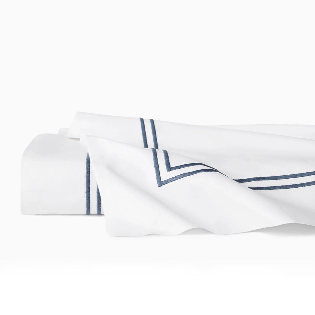Sferra Grande Hotel Twin Flat Sheet 74" x 114" Bedding Sferra WHITE/CADET 
