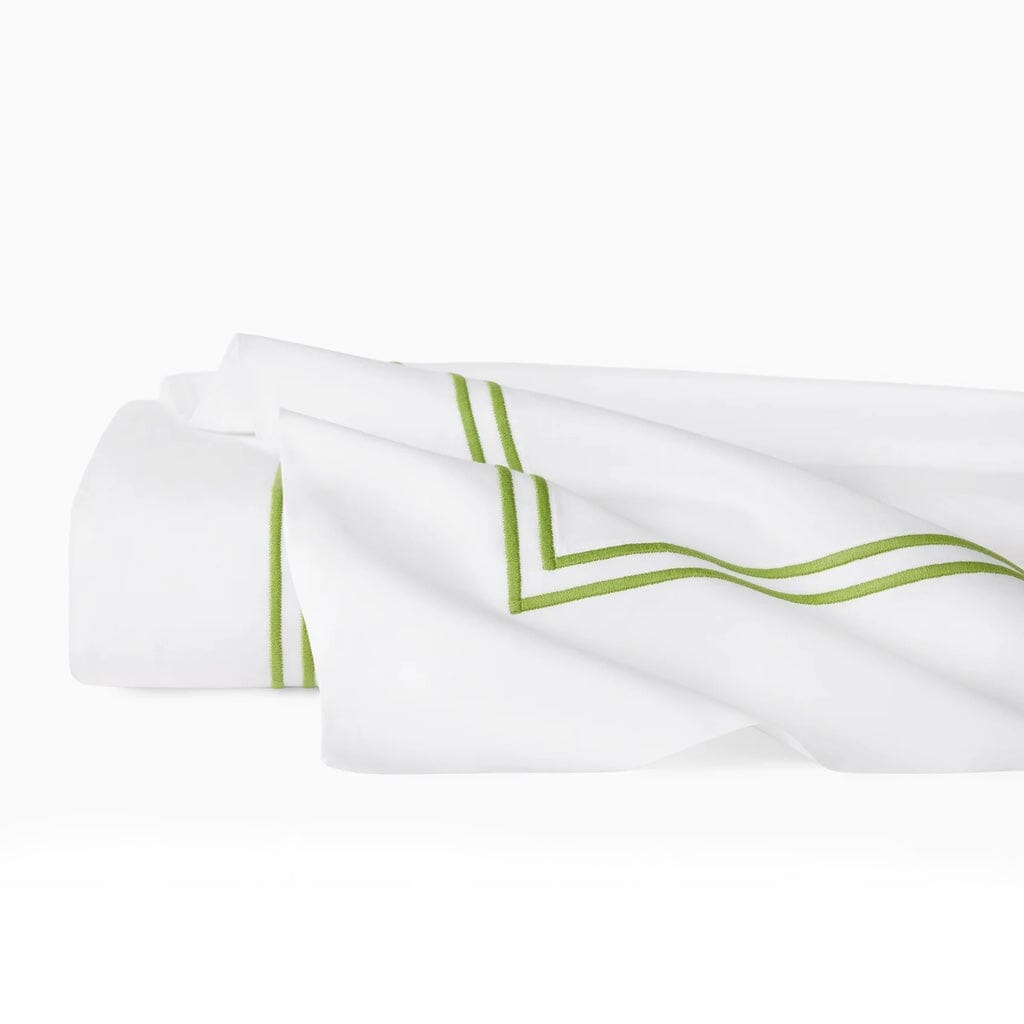 Sferra Grande Hotel Twin Flat Sheet 74" x 114" Bedding Sferra WHITE/FERN 