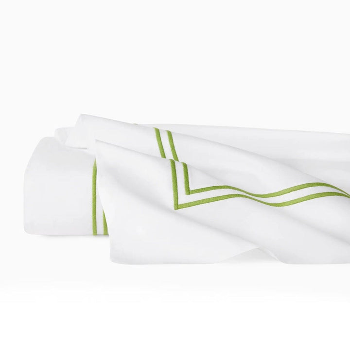 Sferra Grande Hotel Twin Flat Sheet 74" x 114" Bedding Sferra WHITE/FERN 