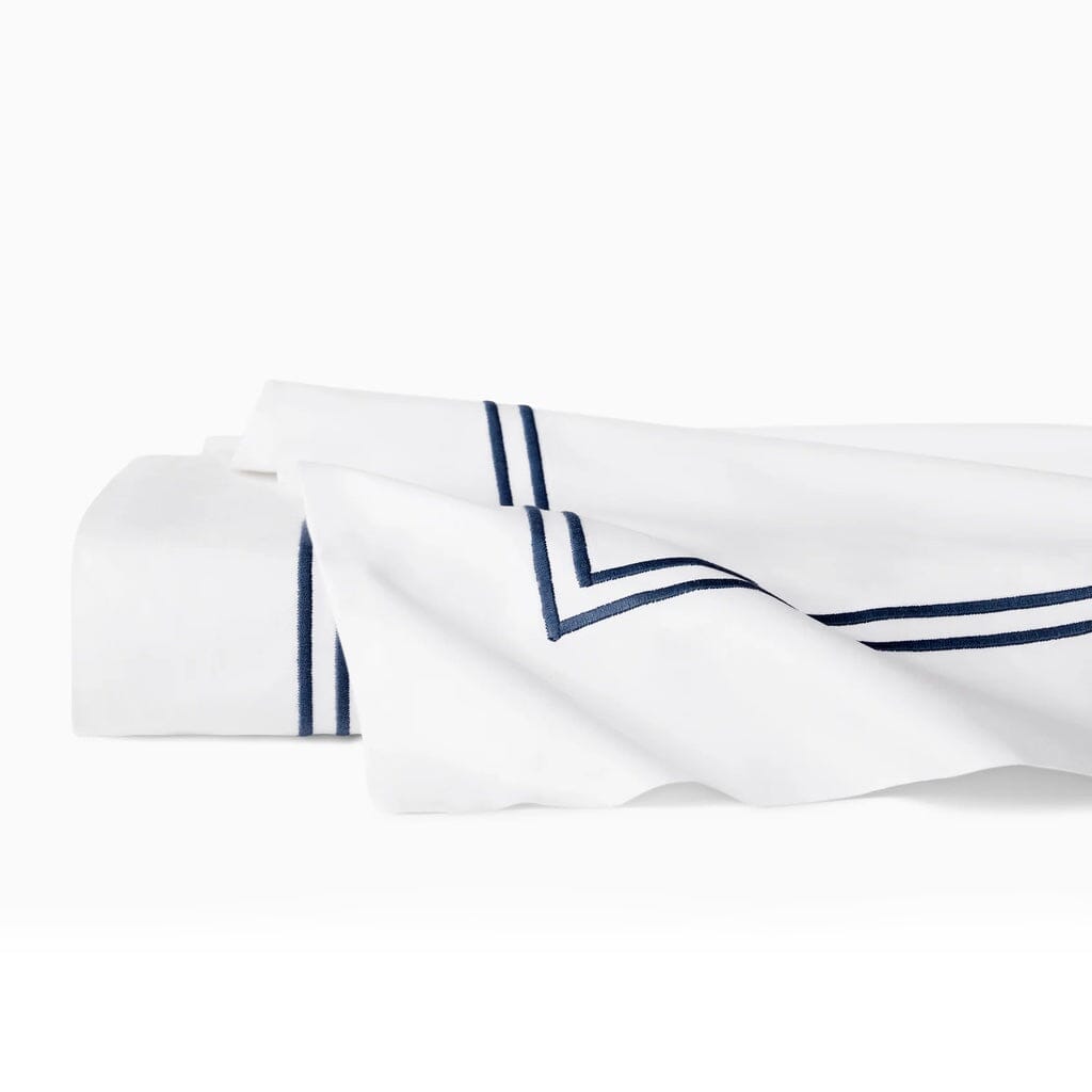 Sferra Grande Hotel Twin Flat Sheet 74" x 114" Bedding Sferra WHITE/NAVY 