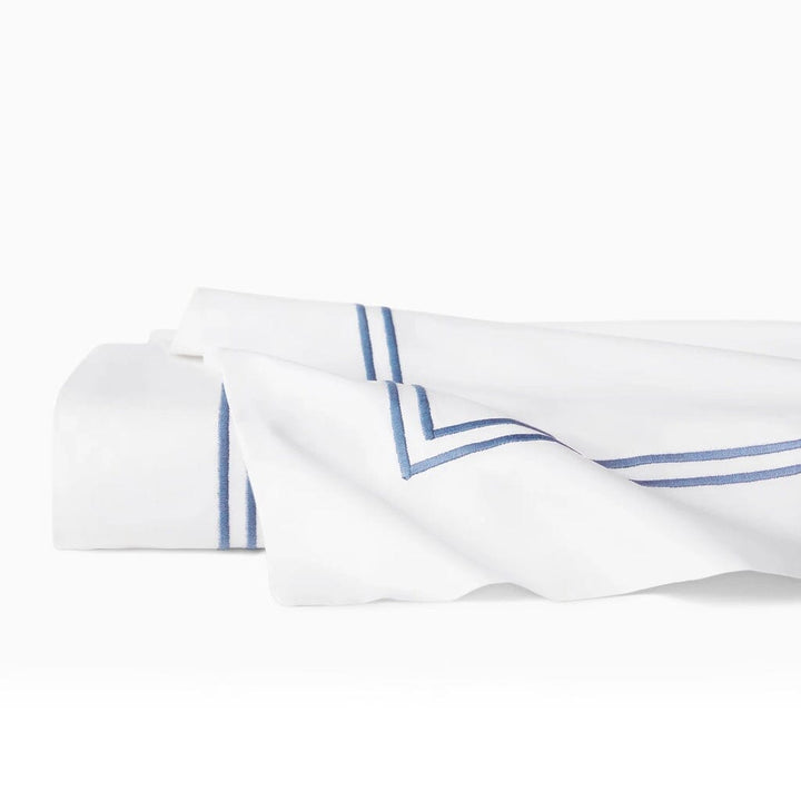 Sferra Grande Hotel Twin Flat Sheet 74" x 114" Bedding Sferra WHITE/OCEAN 