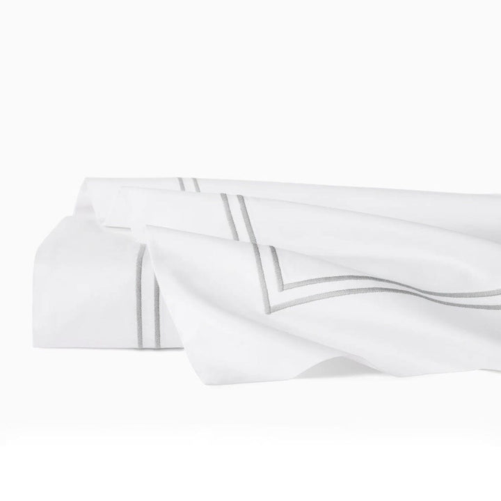 Sferra Grande Hotel Twin Flat Sheet 74" x 114" Bedding Sferra WHITE/SILVER 