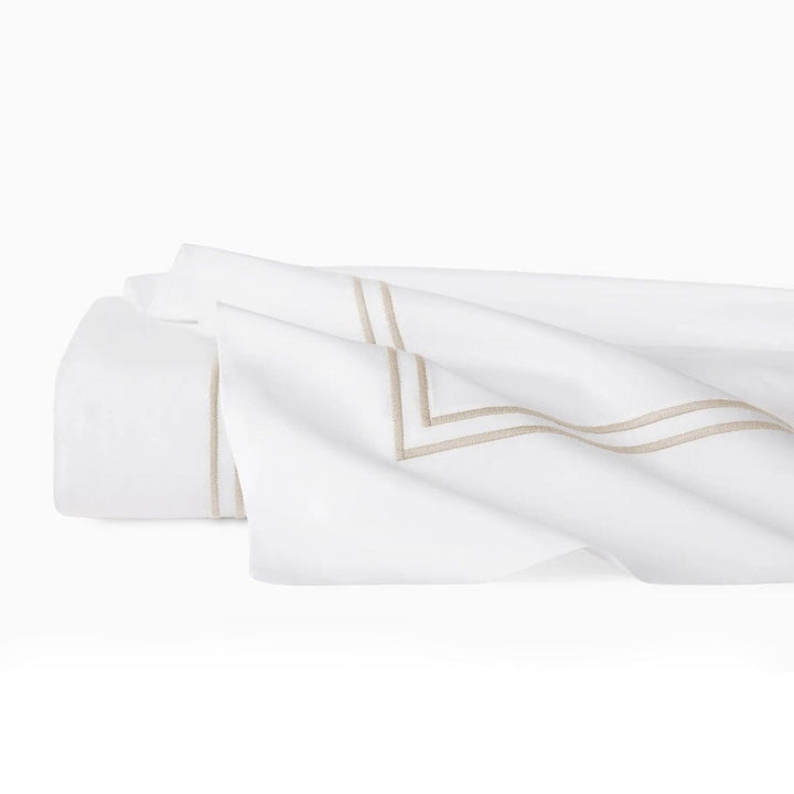 Sferra Grande Hotel Twin Flat Sheet 74" x 114" Bedding Sferra WHITE/TAUPE 