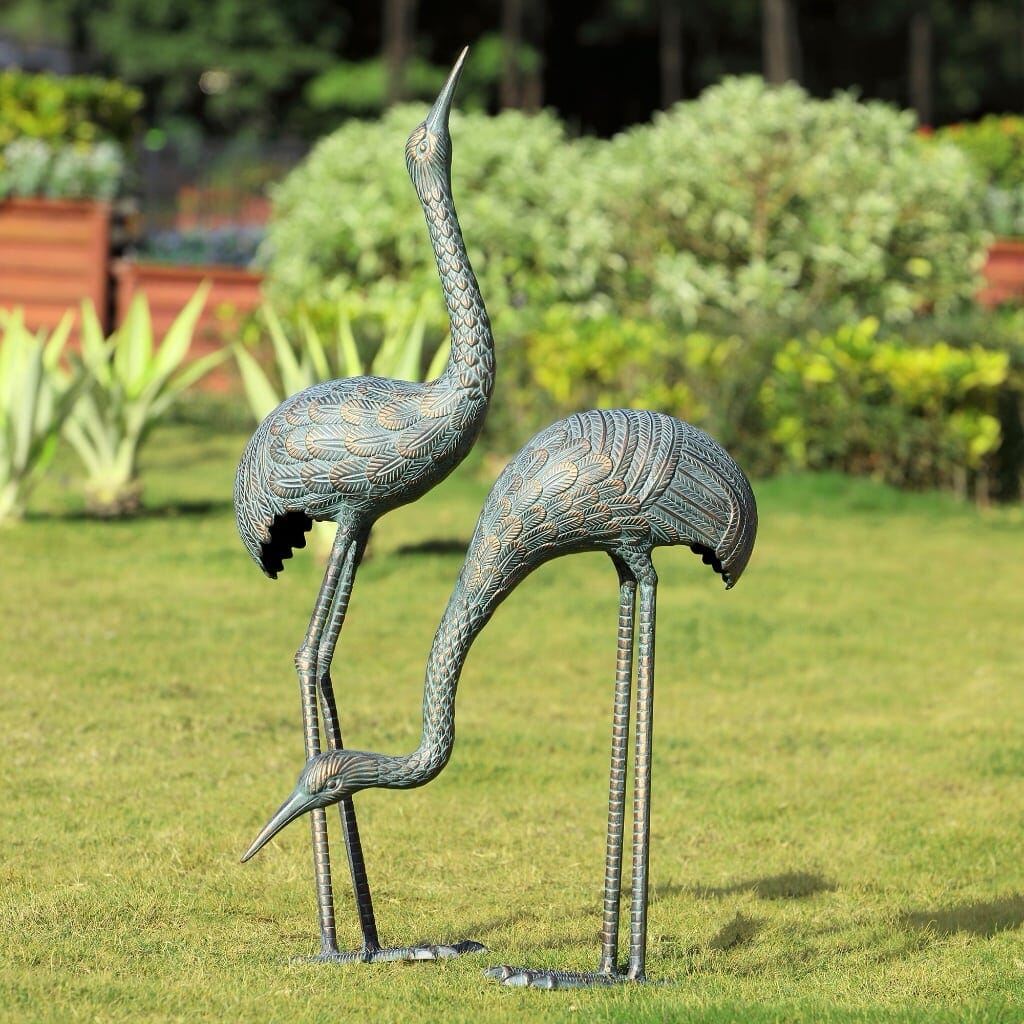 SPI Garden Foraging Cranes Set of 2 Sculptures SPI 