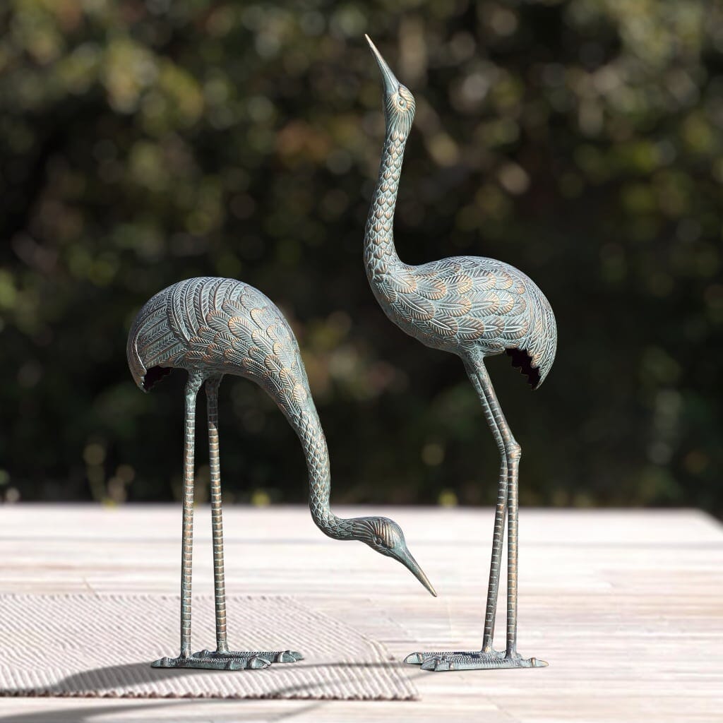 SPI Garden Foraging Cranes Set of 2 Sculptures SPI 