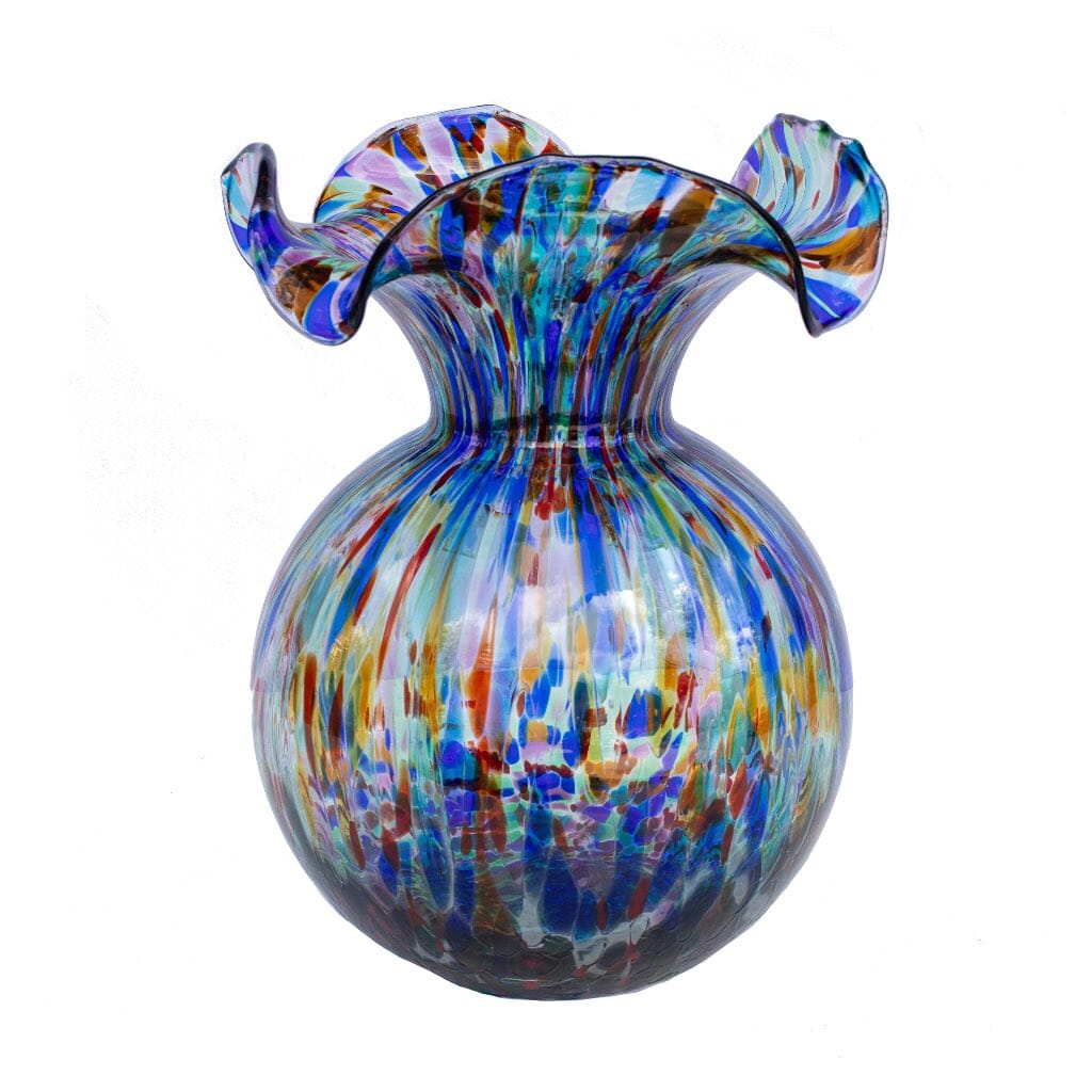 Vietri Hibiscus Glass Carnevale Medium Fluted Vase Vases Vietri 