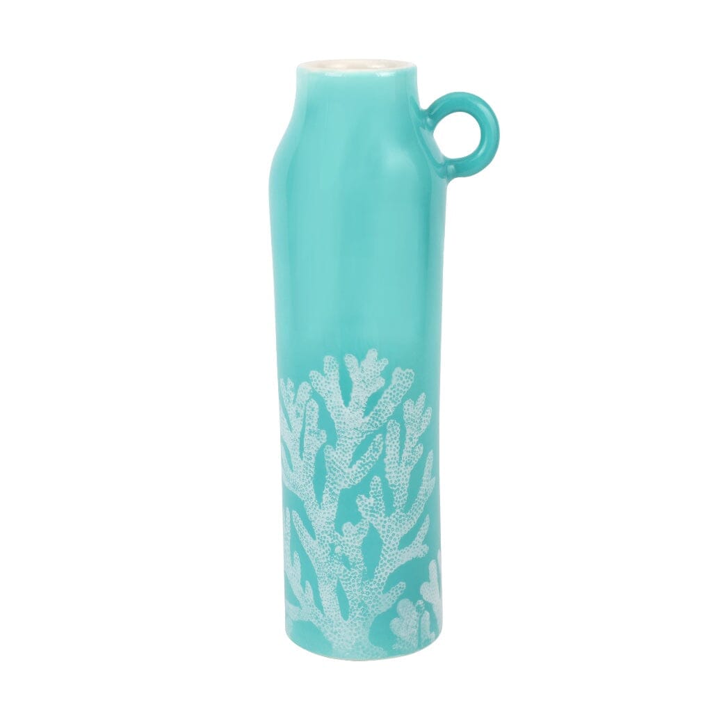 Vietri Reef Medium Aqua Tall Handled Vase Vases Vietri 