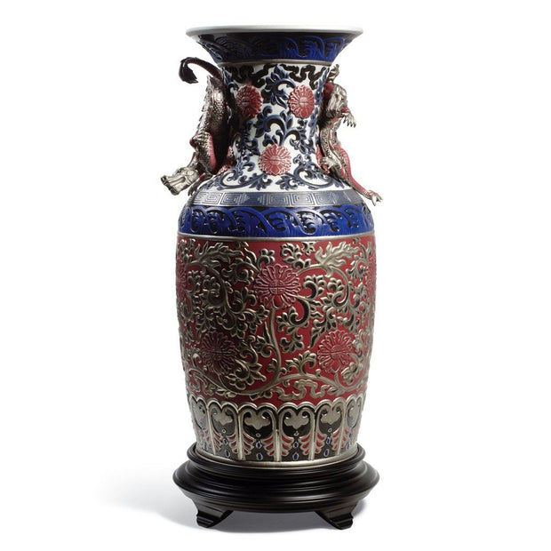 Lladro Porcelain Oriental Vase, Red LE 250 Vases Lladro 