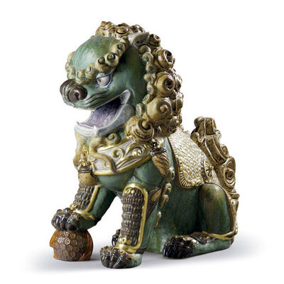Lladro Porcelain Oriental Lion, Green Figurine LE 1500 Figurines Lladro 