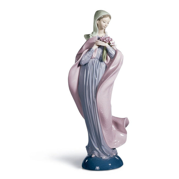 Lladro Porcelain Our Lady With Flowers Figurine Figurines Lladro 