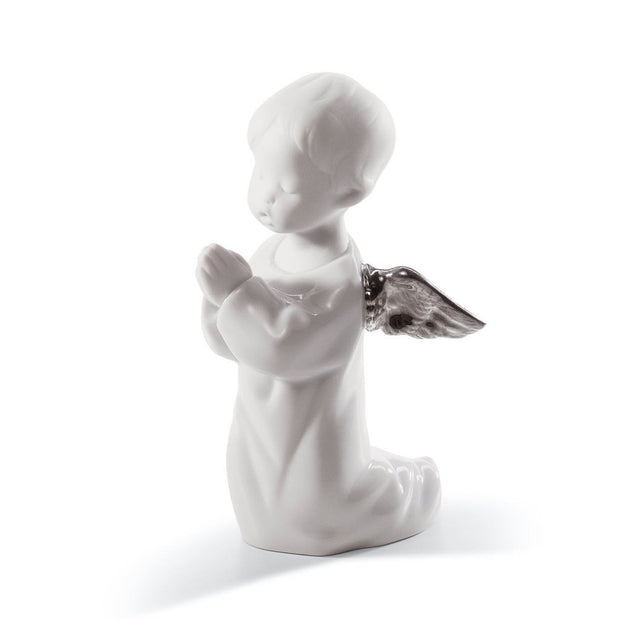 Lladro Porcelain Angel Praying Figurine Silver Luster Figurines Lladro 