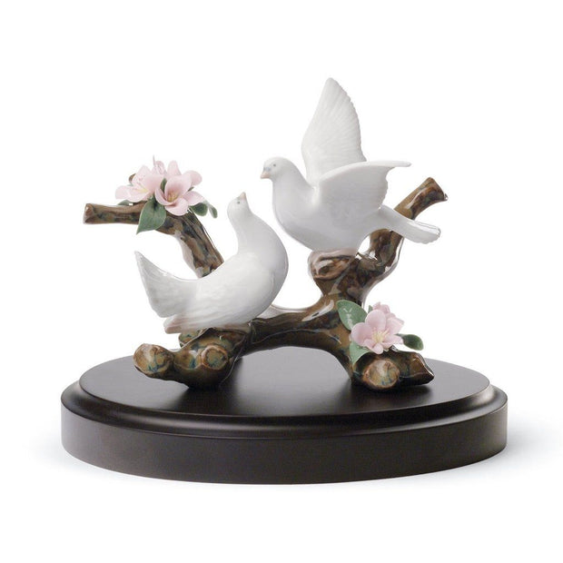 Lladro Porcelain Doves On A Cherry Tree Figurine Figurines Lladro 