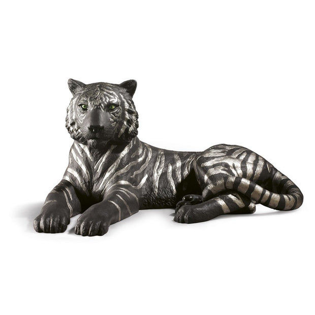 Lladro Porcelain Tiger Figurine Black Silver Figurines Lladro 