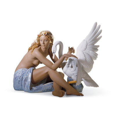Lladro Porcelain Leda And The Swan Figurine Gres Finish Figurines Lladro 