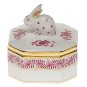 Herend Petite Octagonal Box - Bunny Figurines Herend Chinese Bouquet Raspberry 