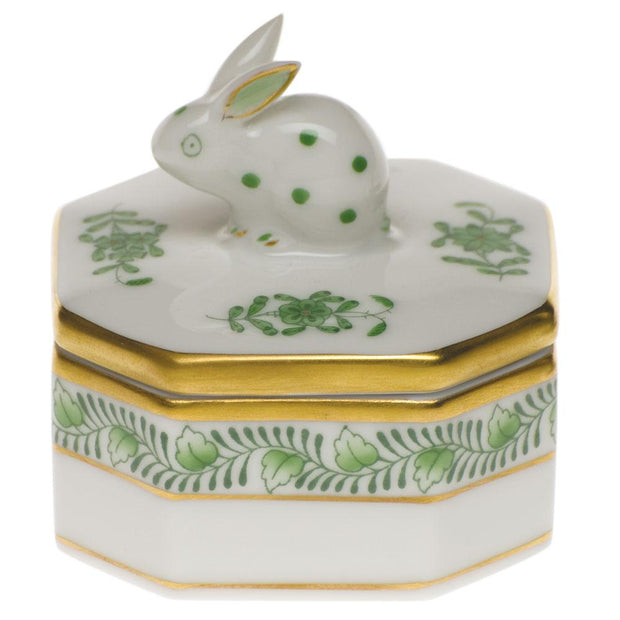 Herend Petite Octagonal Box - Bunny Figurines Herend Chinese Bouquet Green 