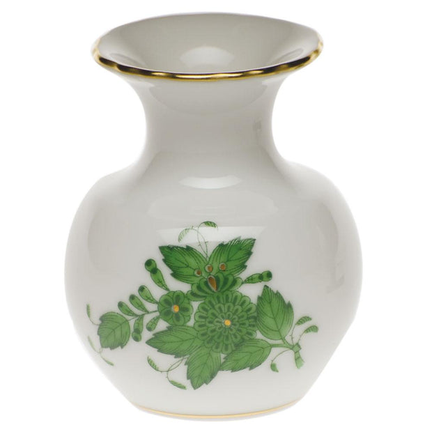 Herend Medium Bud Vase W/Lip Figurines Herend Chinese Bouquet Green 