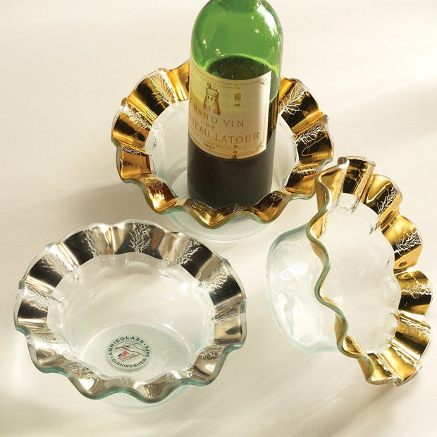 Annieglass Ruffle Wine Coaster Dinnerware Annieglass Gold 