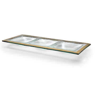 Annieglass Roman Antique Three Section Tray Dinnerware Annieglass Gold 