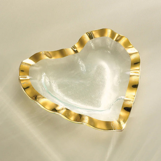 Annieglass Ruffle Heart Bowl - 8" Bowls Annieglass Gold 